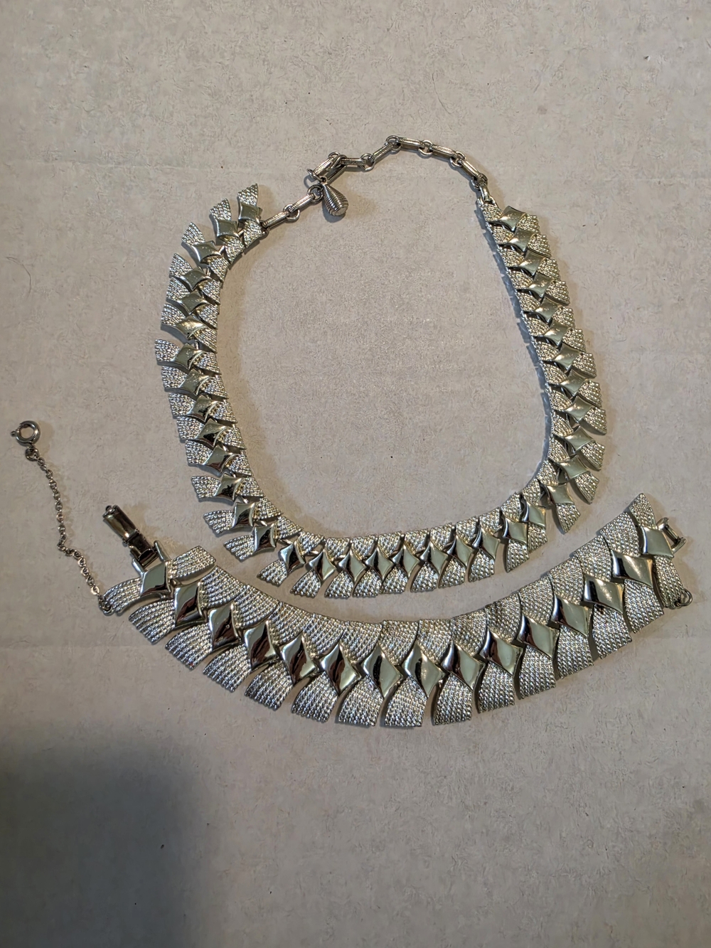 Coro Silver-Tone Linked Collar Necklace and Bracelet Set